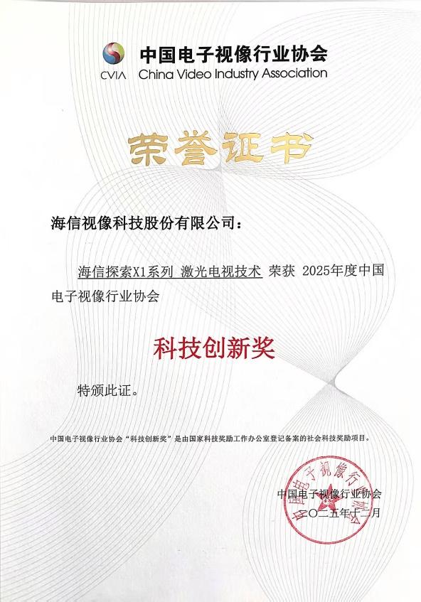 致敬电视百年史 海信RGB-Mini LED和激光电视斩获科技创新大奖