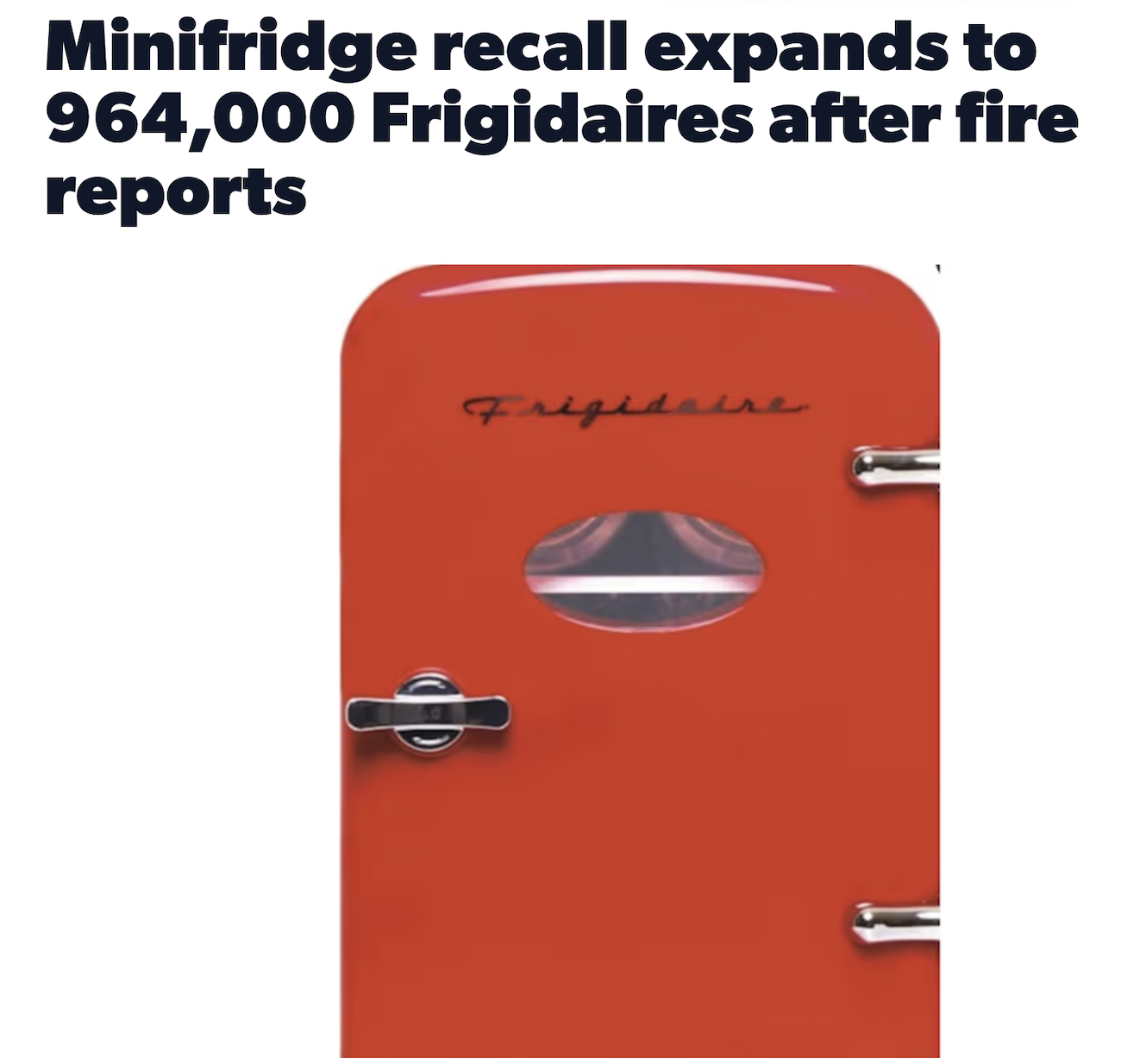 两年召回96万台，美国同一品牌中国制造冰箱拉响合规警报